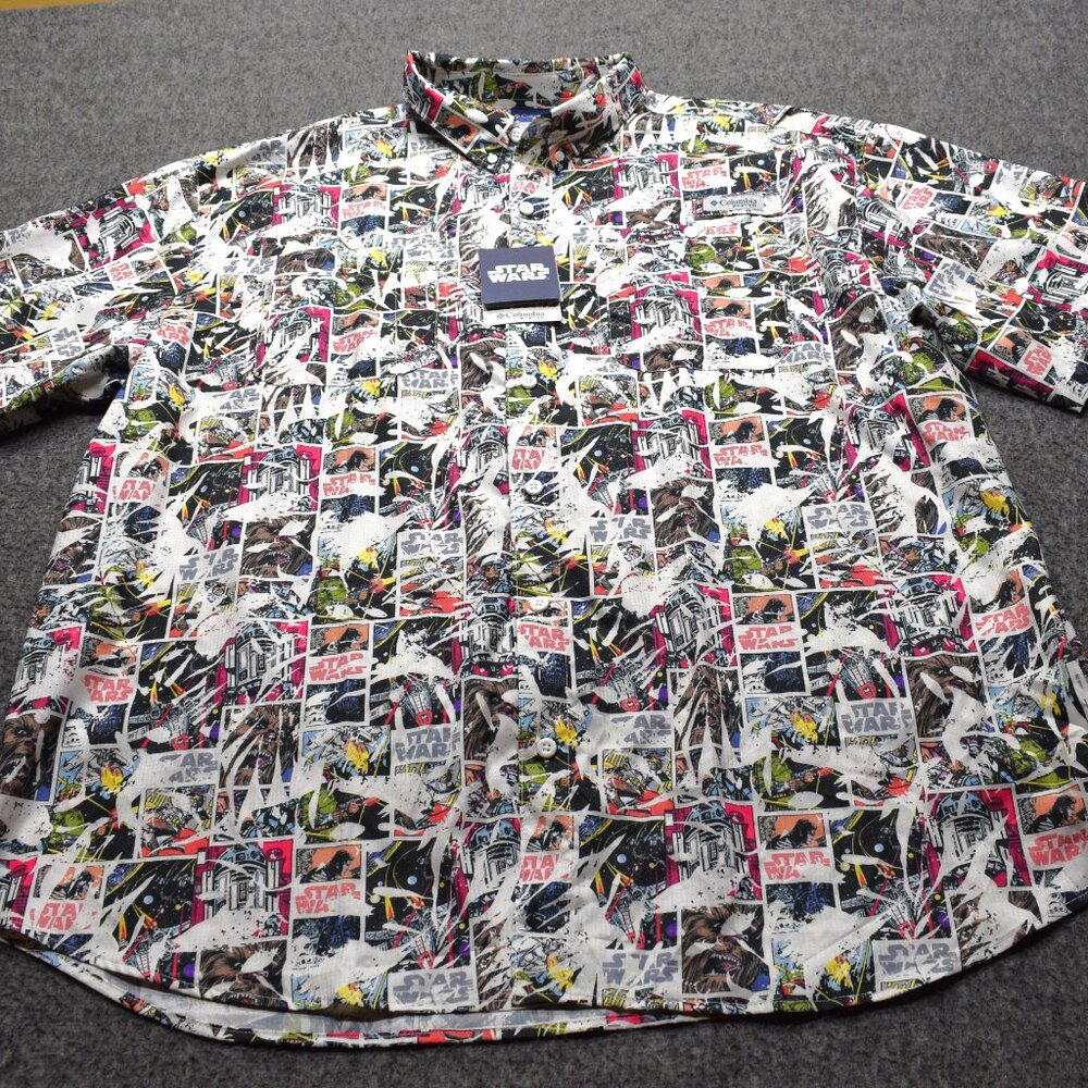 Mens Columbia Star Wars Cantina II Super Tamiami PFG Short Sleeve Shirt New 3XL